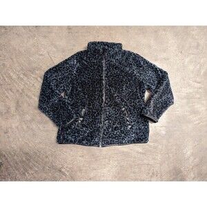 Torrid NWT* 1X black & gray sherpa fleece warm leopard print full zip jacket